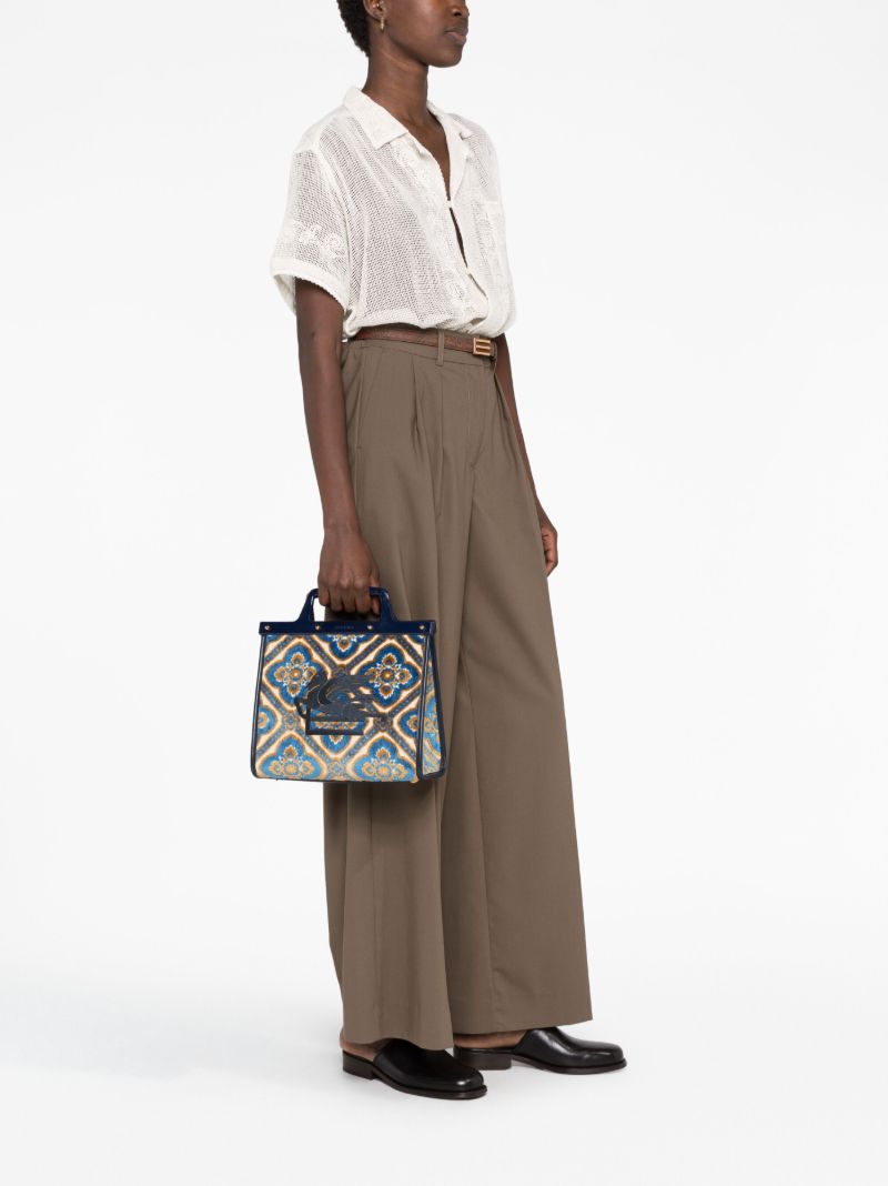Blue Love Trotter Small Jacquard Tote Bag