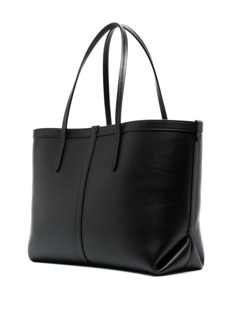 Black Leather Tote Bag