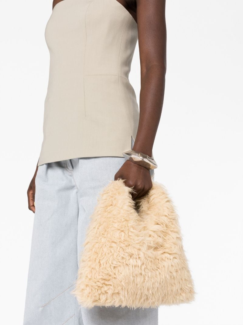 Neutral Japanese Faux Fur Mini Tote Bag