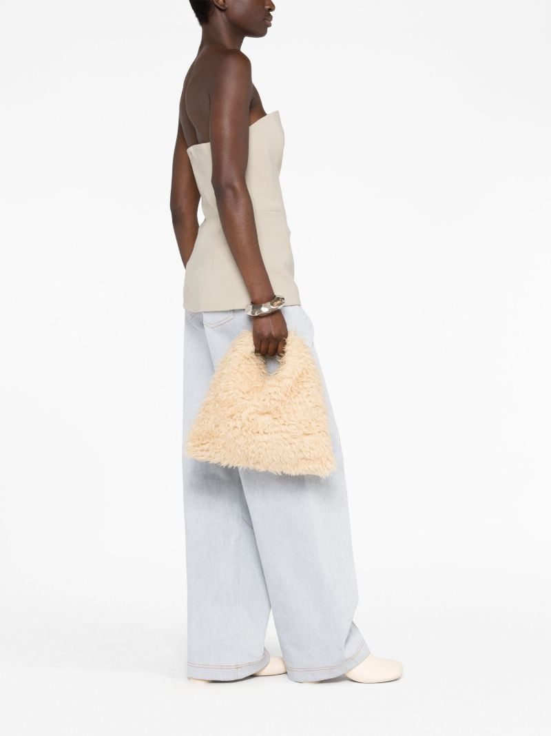 Neutral Japanese Faux Fur Mini Tote Bag