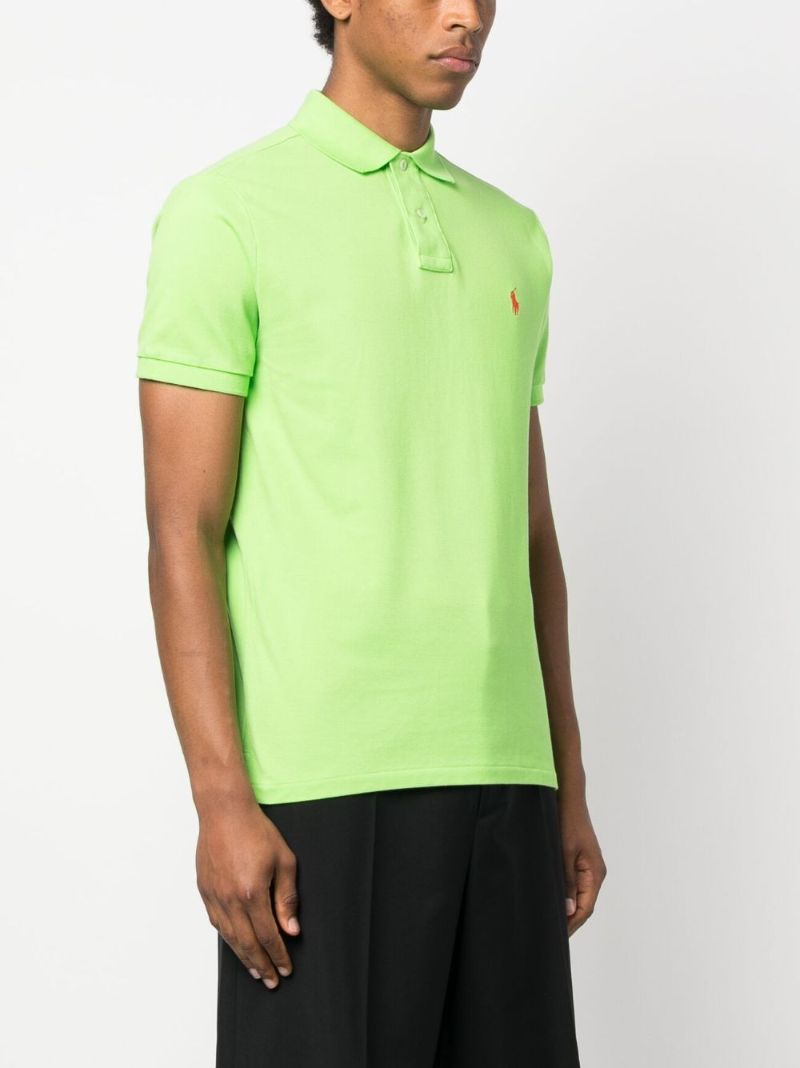 Green Embroidered-logo Cotton Polo Shirt