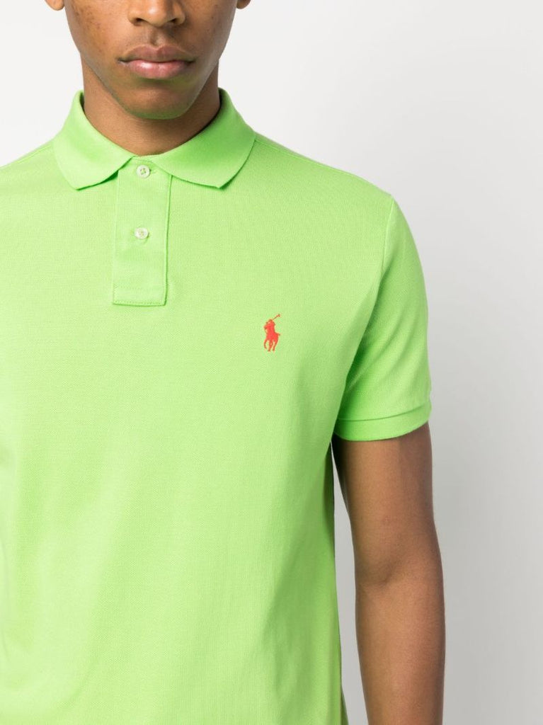 Green Embroidered-logo Cotton Polo Shirt
