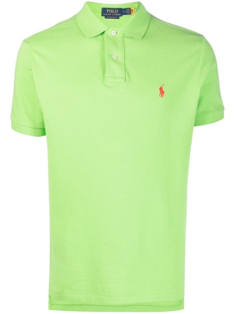 Green Embroidered-logo Cotton Polo Shirt