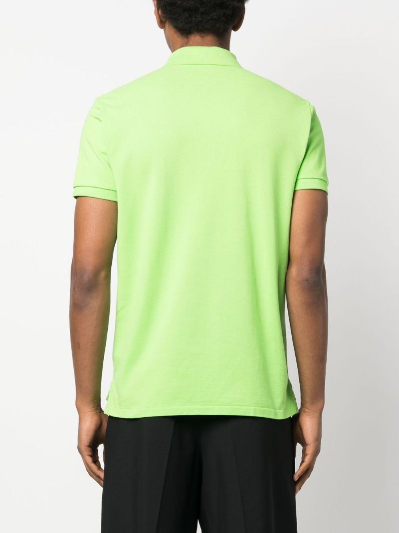 Green Embroidered-logo Cotton Polo Shirt