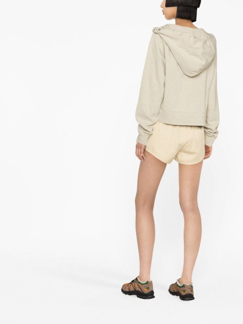 Neutral Bear Print Distressed Hoodie