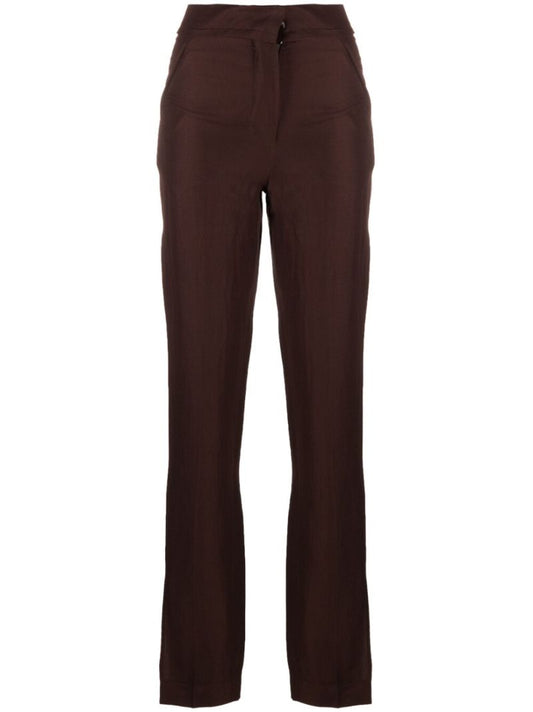 Brown Le Tibau Side Slit Trousers