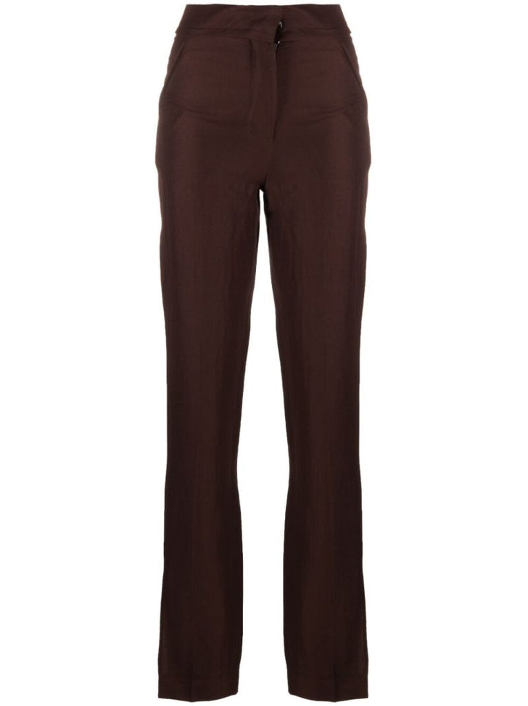 Brown Le Tibau Side Slit Trousers