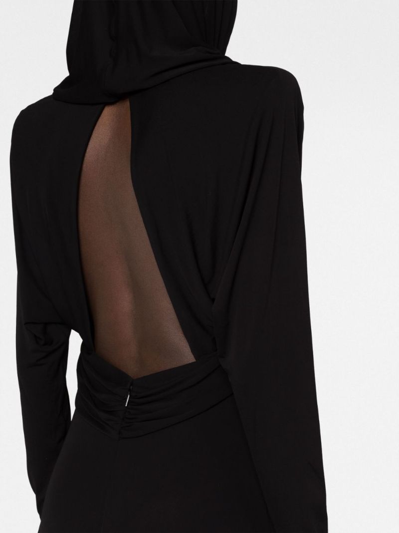 Black Hooded Cut-out Maxi Dress