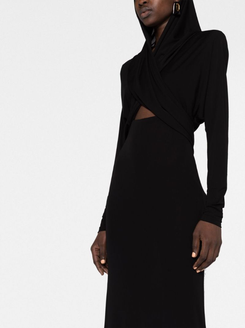 Black Hooded Cut-out Maxi Dress