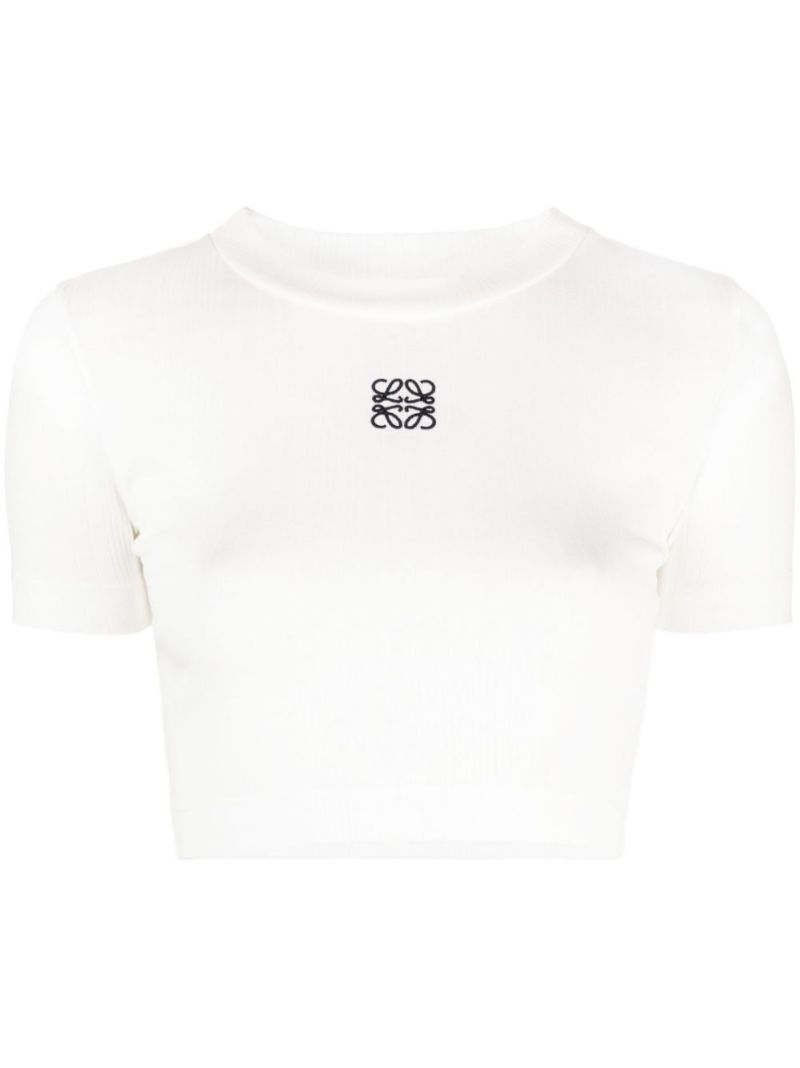 White Anagram Cropped T-shirt