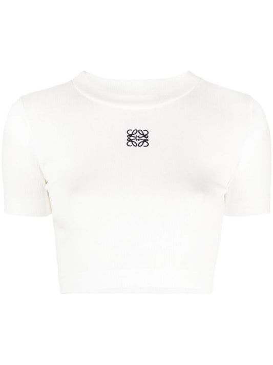 White Anagram Cropped T-shirt