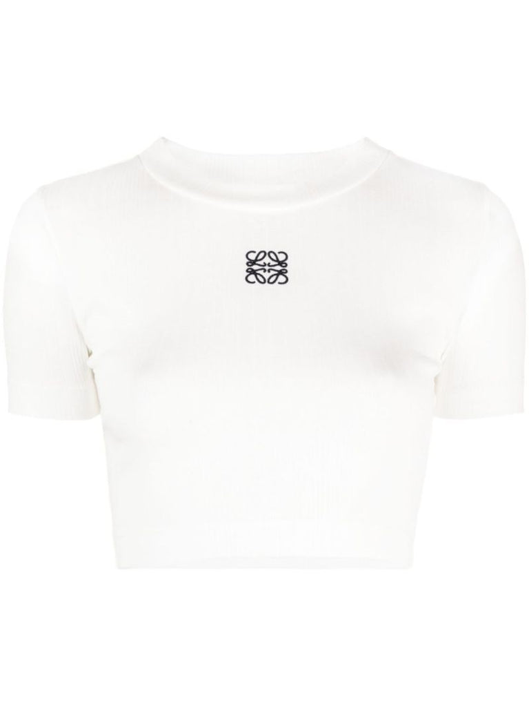 White Anagram Cropped T-shirt