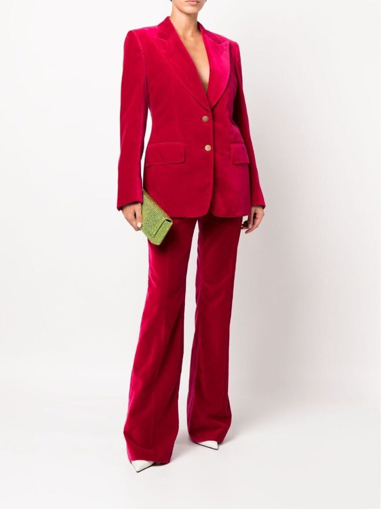 Pink Velvet Flared Trousers