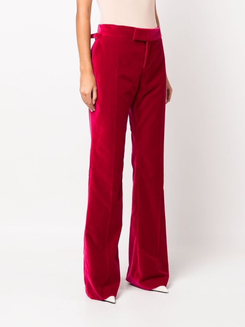 Pink Velvet Flared Trousers