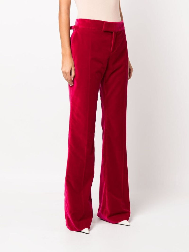 Pink Velvet Flared Trousers