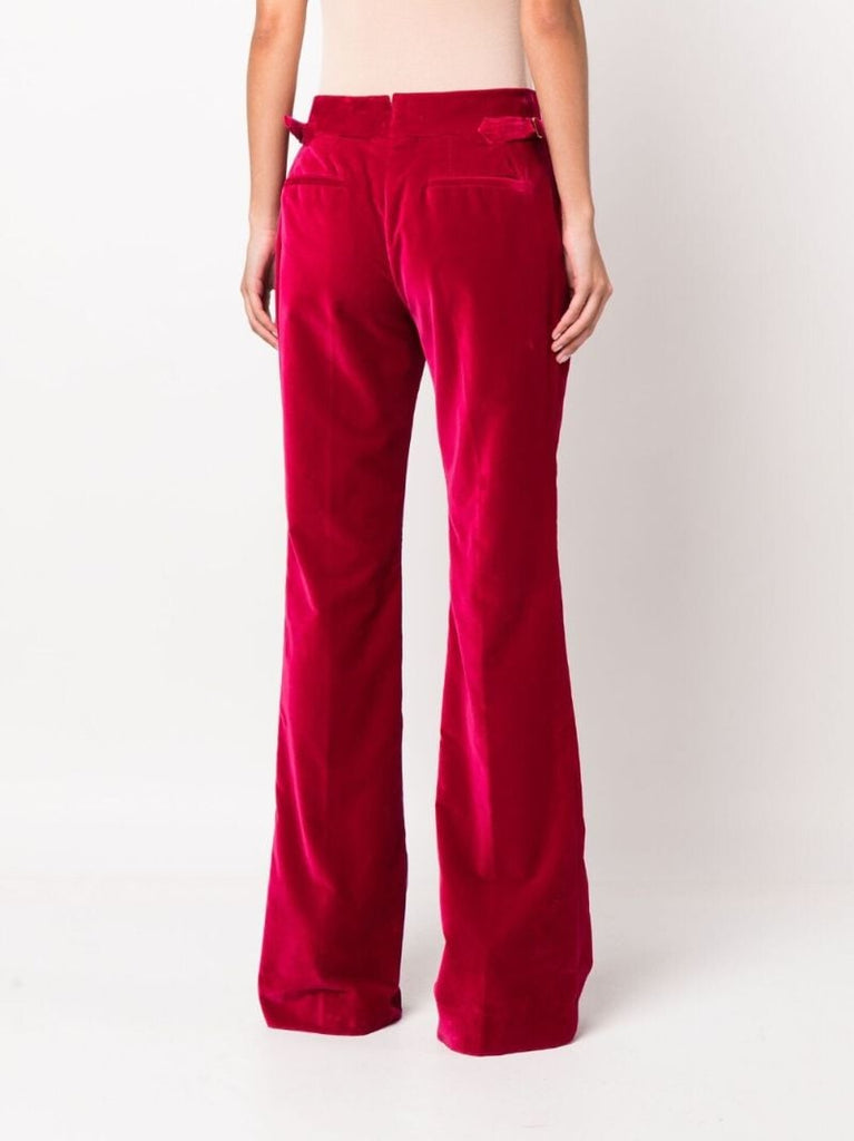 Pink Velvet Flared Trousers