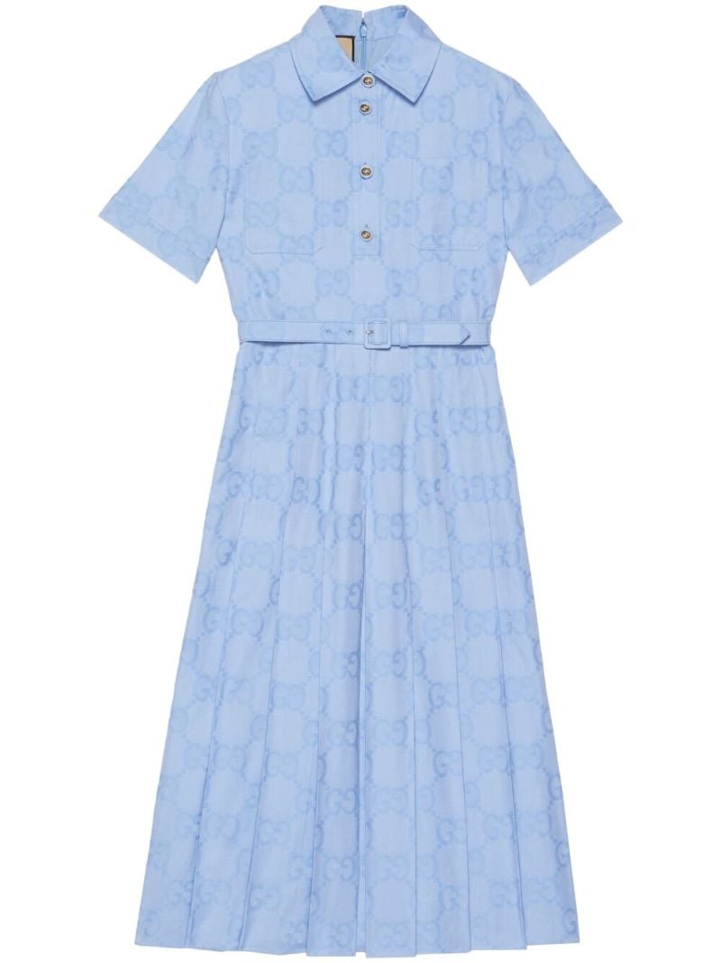 Blue Gg Logo Print Dress