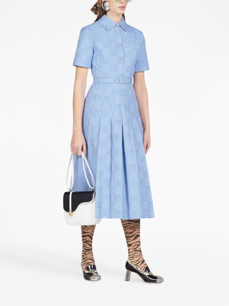 Blue Gg Logo Print Dress