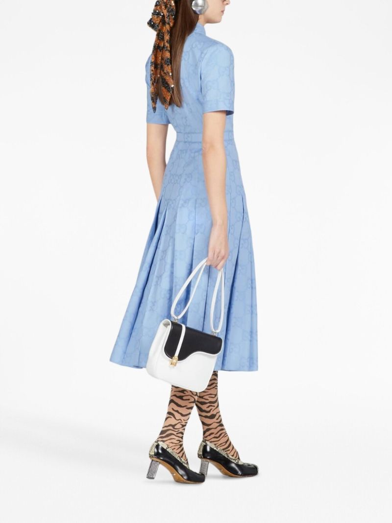 Blue Gg Logo Print Dress