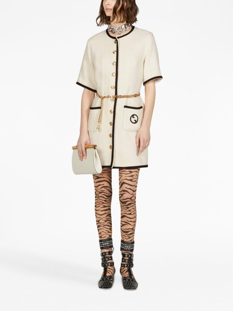 White Retro Tweed Mini Dress