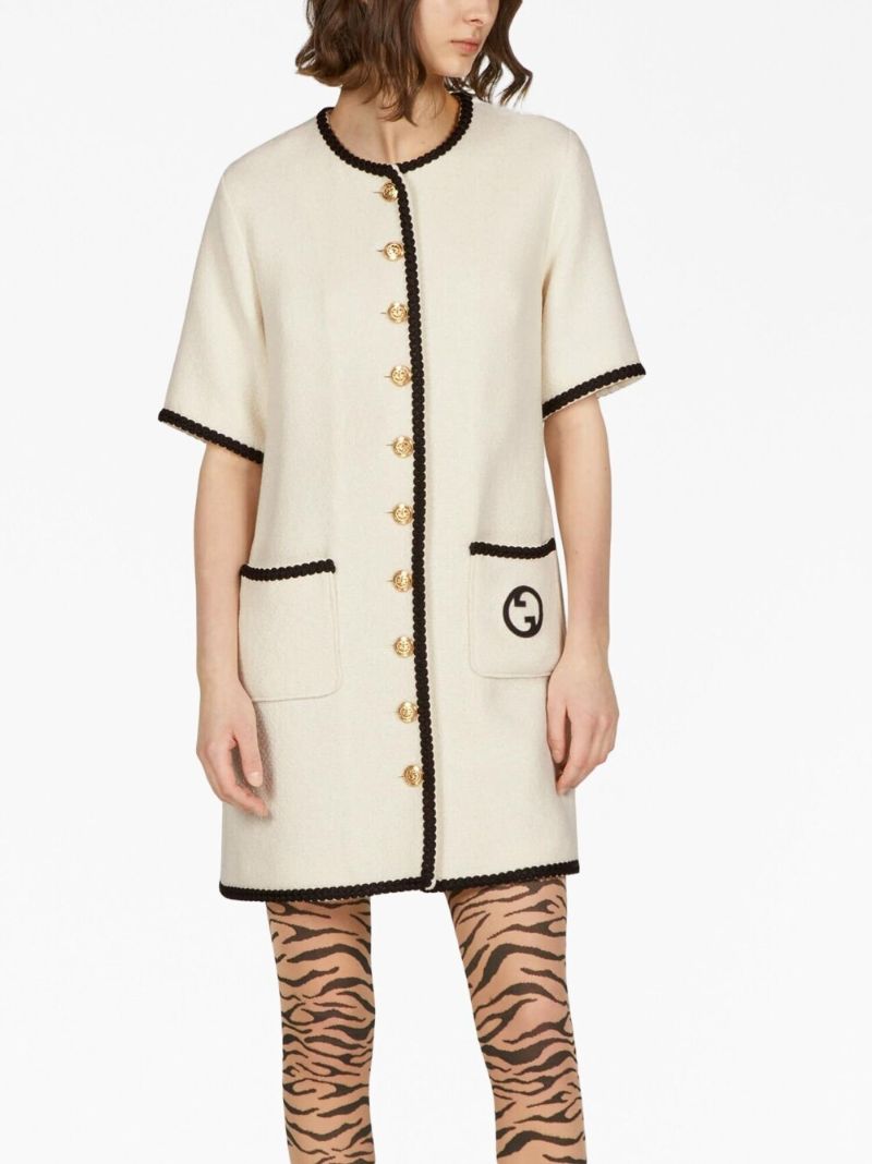 White Retro Tweed Mini Dress