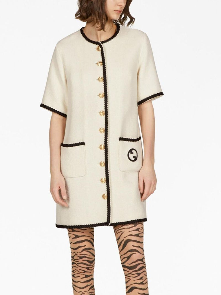 White Retro Tweed Mini Dress