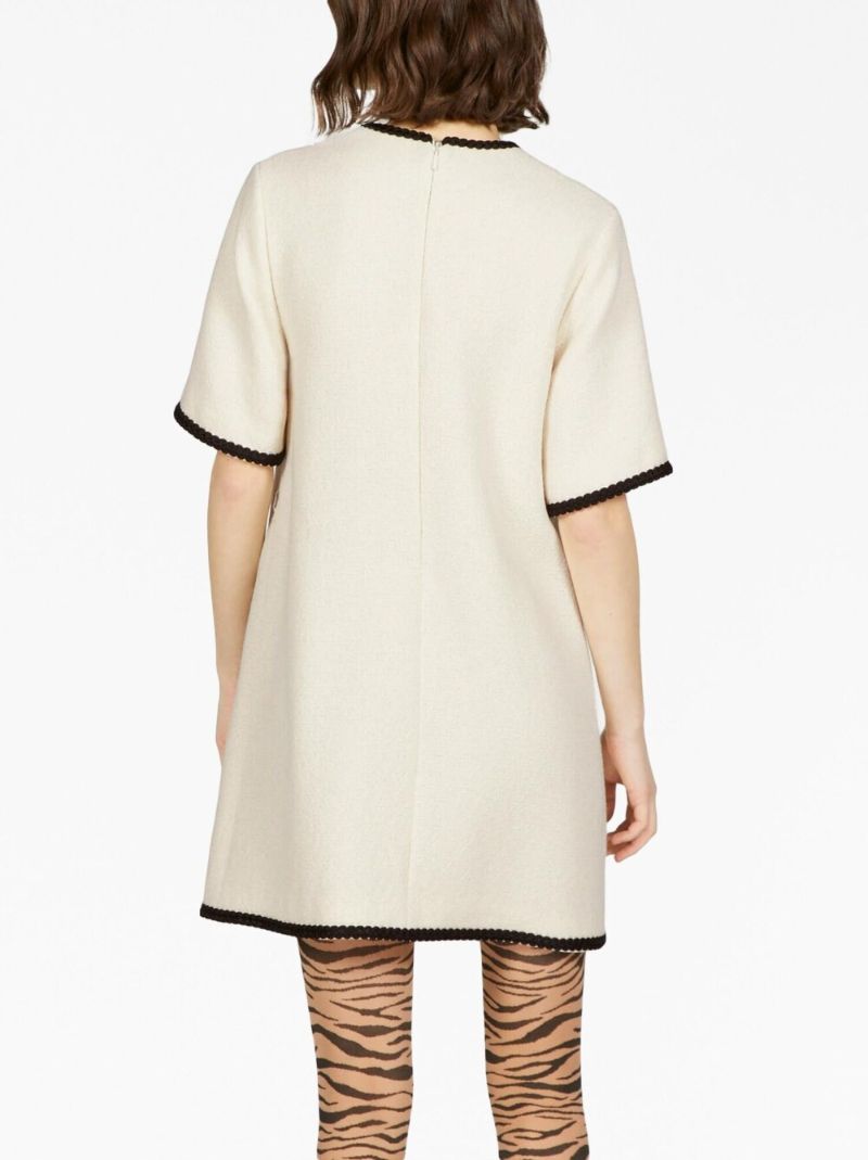 White Retro Tweed Mini Dress