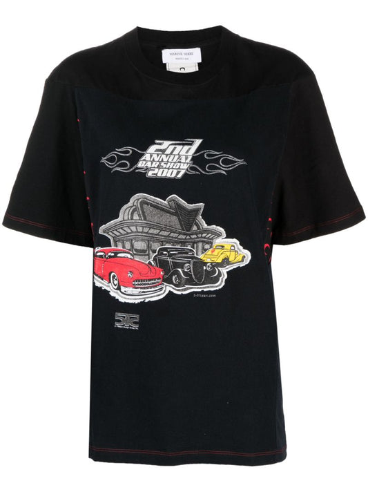 Black Printed Cotton T-shirt