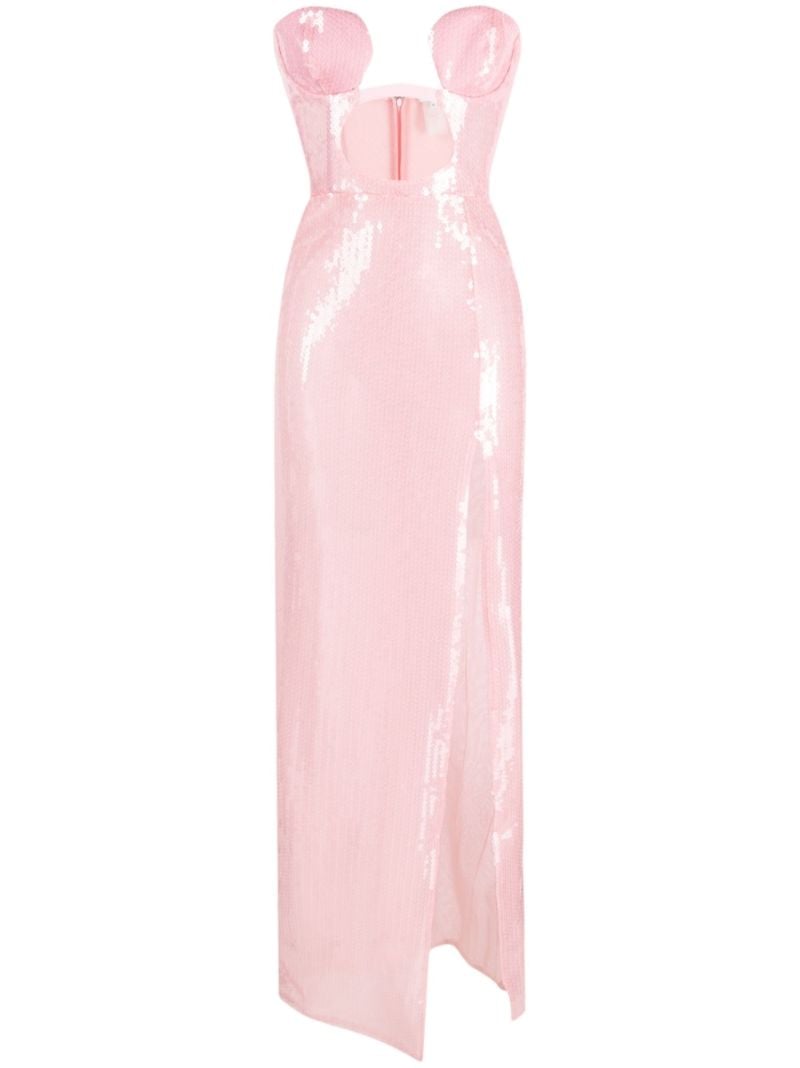 Pink Cut-out Sequinned Maxi Dress