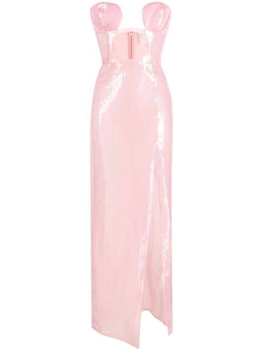 Pink Cut-out Sequinned Maxi Dress