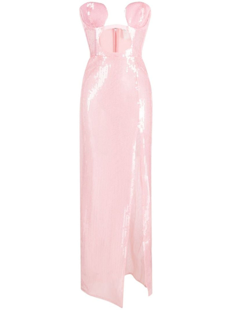 Pink Cut-out Sequinned Maxi Dress