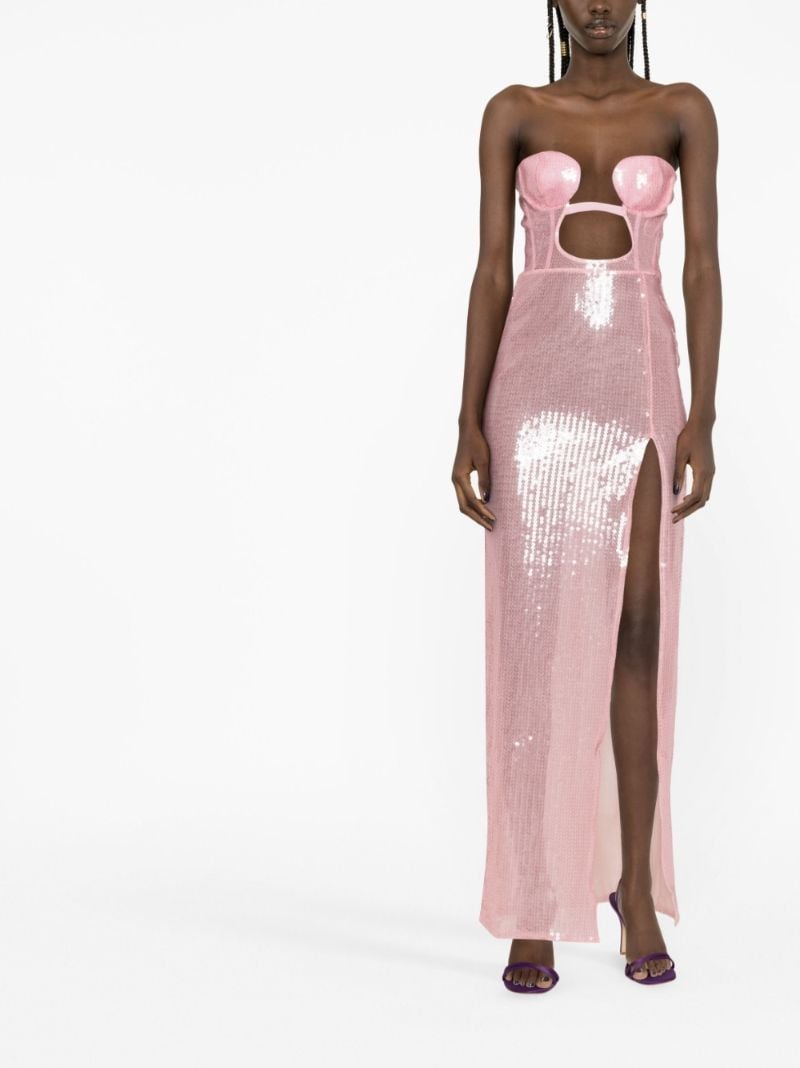 Pink Cut-out Sequinned Maxi Dress