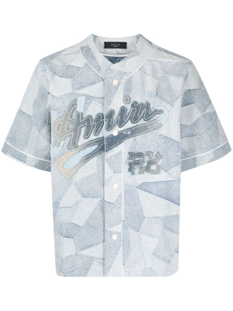 Blue Patchwork Baseball Shirt