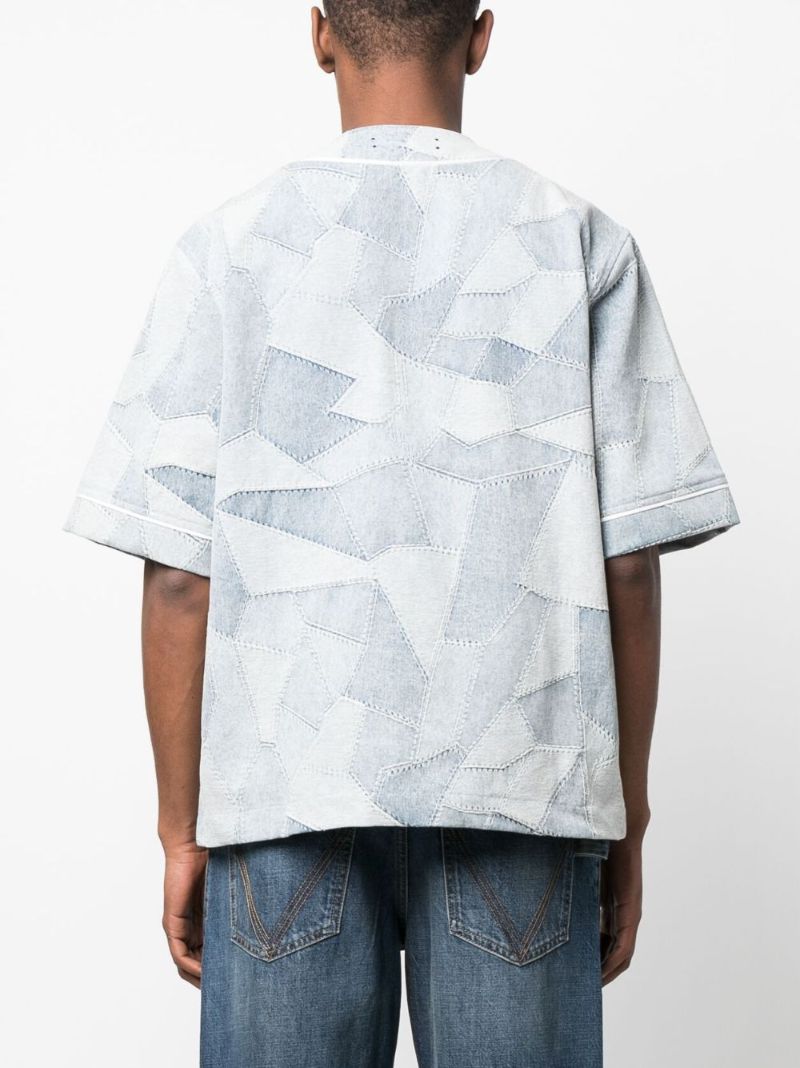 Blue Patchwork Baseball Shirt