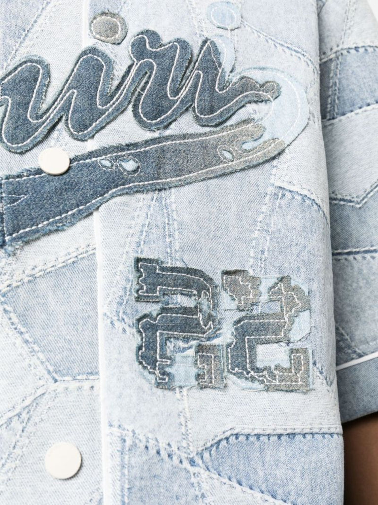 Blue Patchwork Baseball Shirt