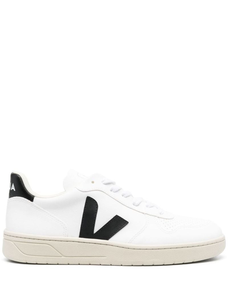 White V-10 Leather Sneakers