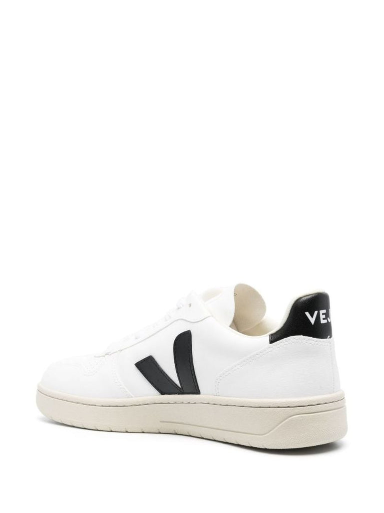 White V-10 Leather Sneakers