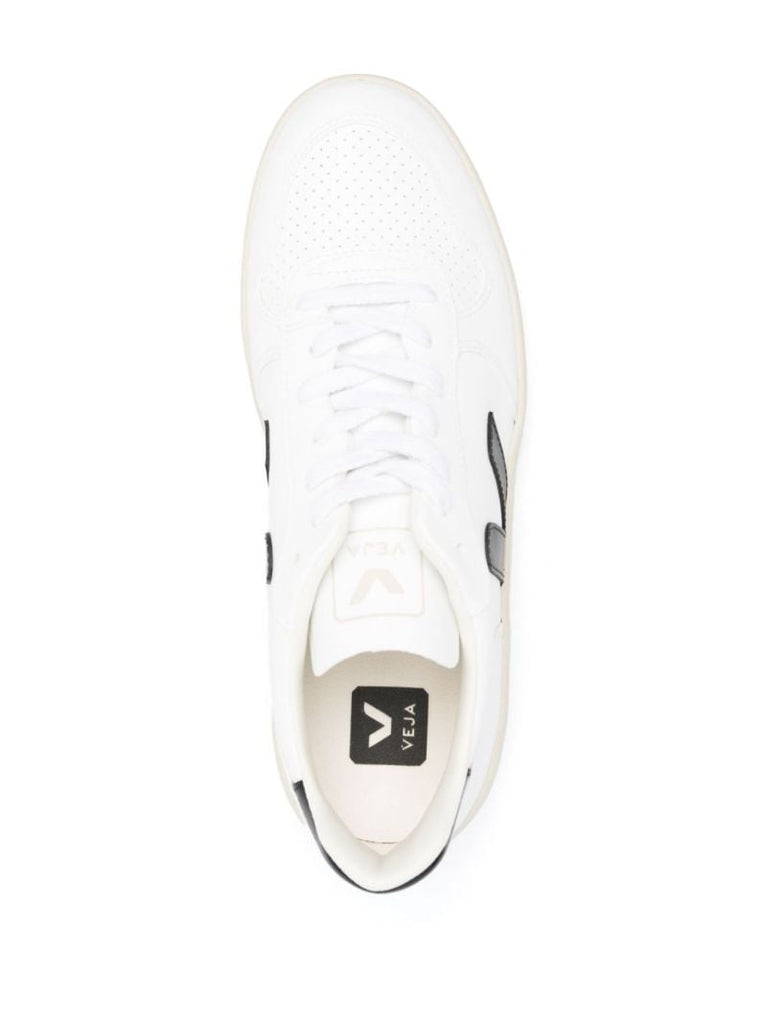 White V-10 Leather Sneakers