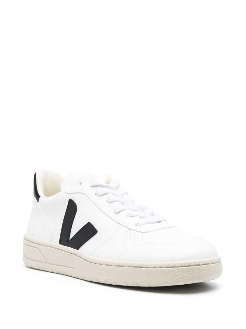 White V-10 Leather Sneakers