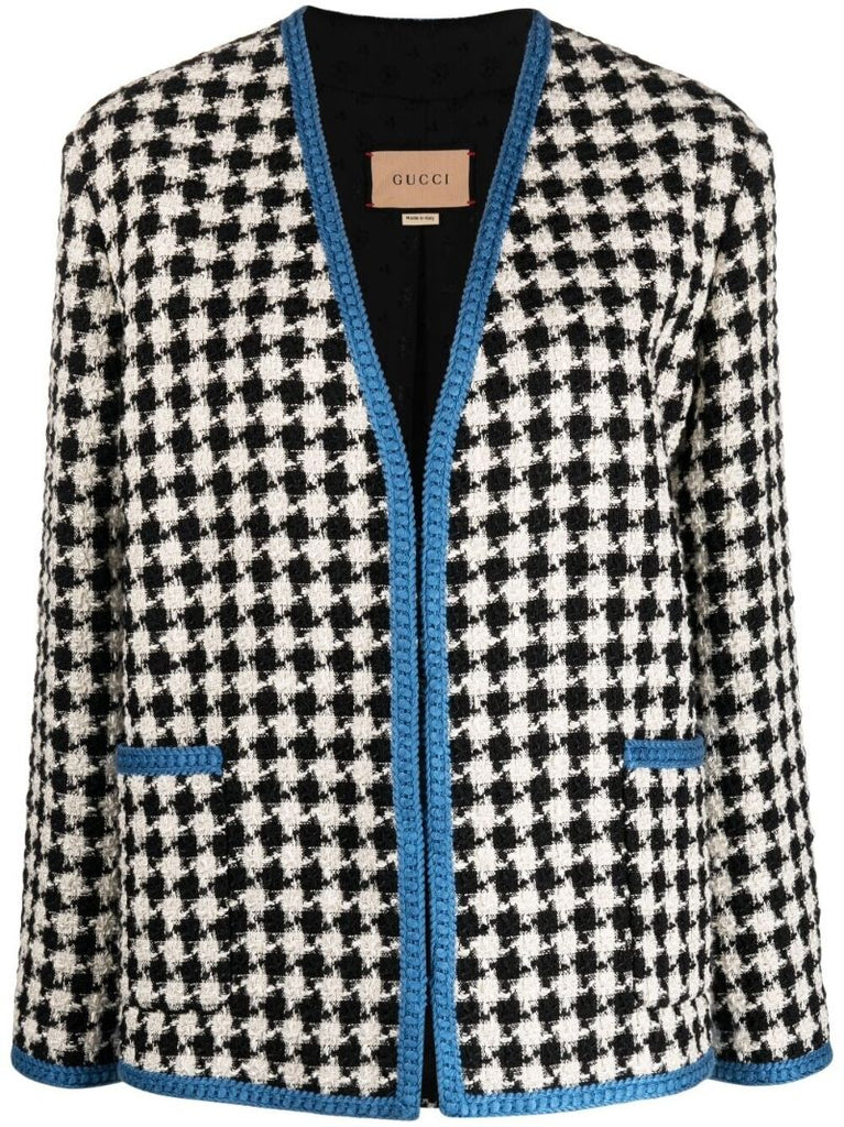 Black Gingham Check Tweed Jacket