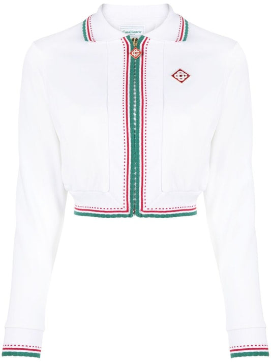 White Knitted Cropped Cardigan