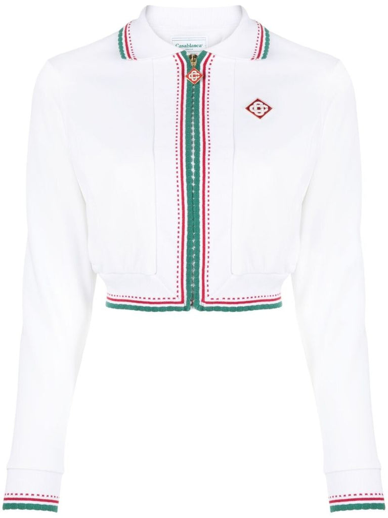 White Knitted Cropped Cardigan