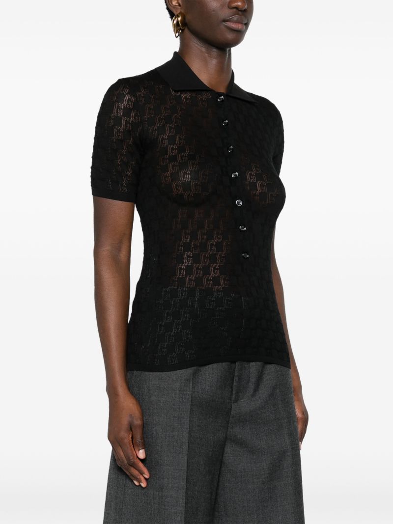 Black Gg Jacquard Polo Shirt