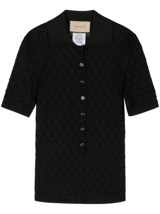 Black Gg Jacquard Polo Shirt