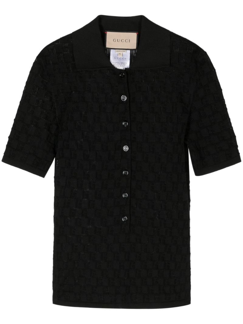 Black Gg Jacquard Polo Shirt