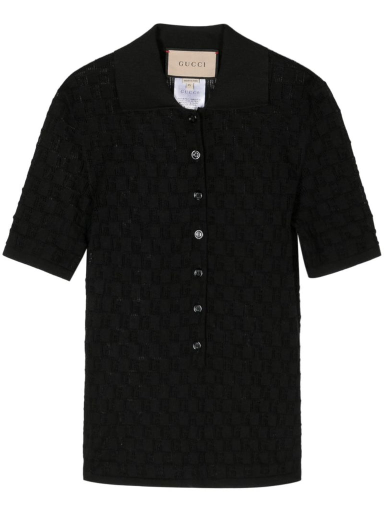 Black Gg Jacquard Polo Shirt
