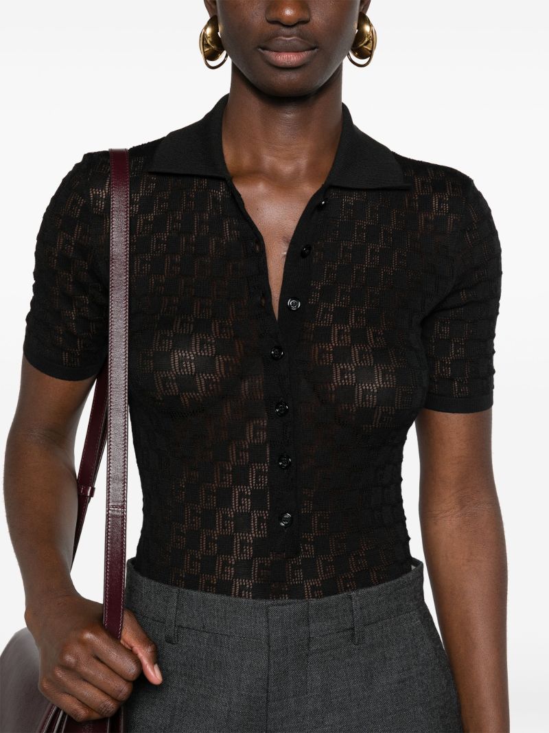 Black Gg Jacquard Polo Shirt