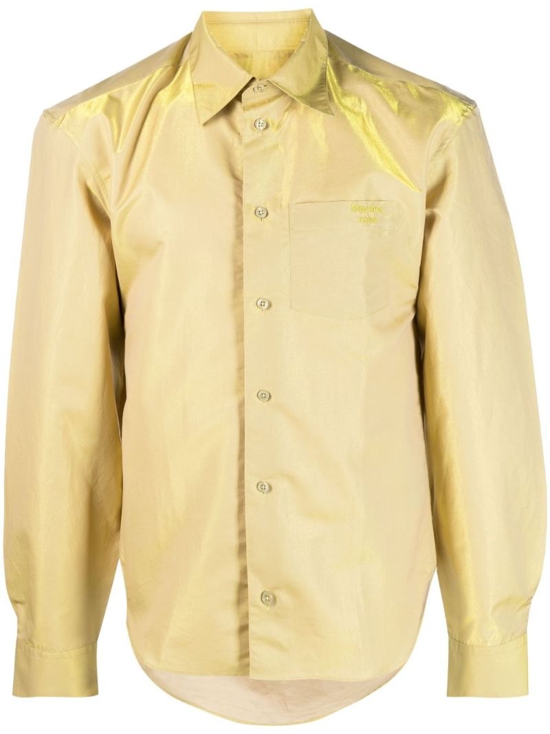 Yellow LamÃ_x0083_Â© Button Up Shirt