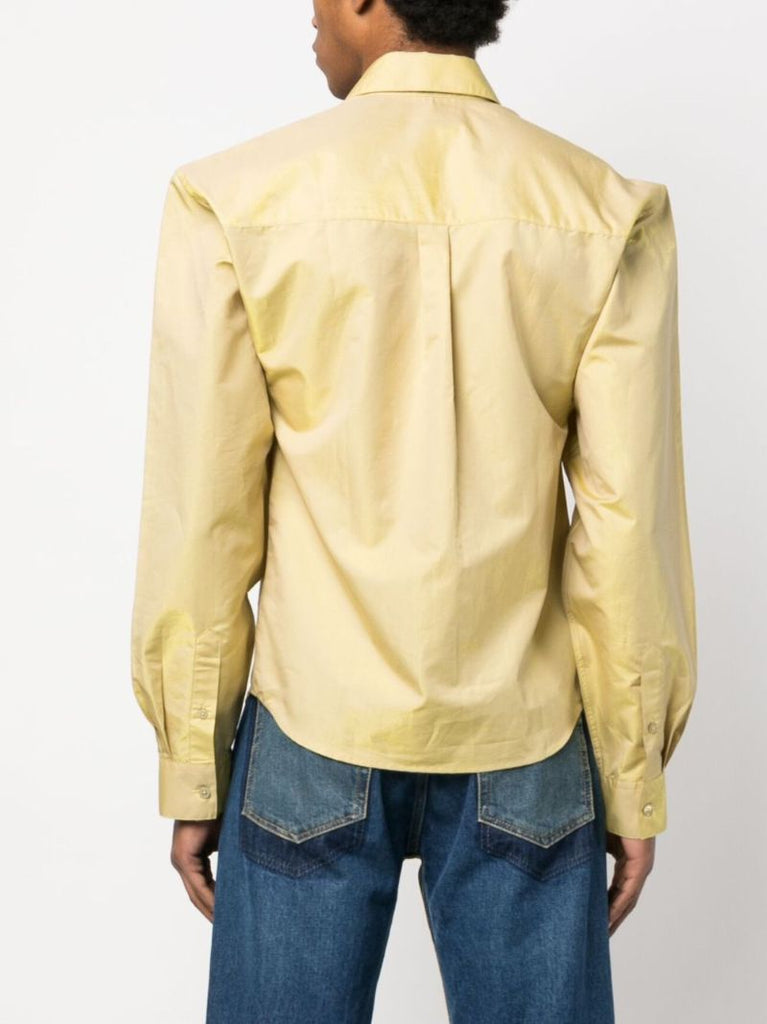 Yellow LamÃ_x0083_Â© Button Up Shirt