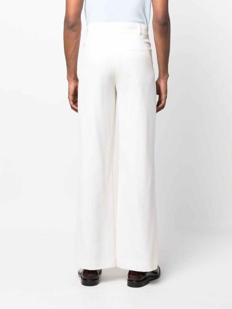 White Pintuck Wool Wide-leg Trousers